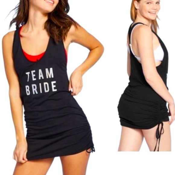 Xhilaration Tops - Xhilaration Team Bride Black Side Ruched Racerback Tank Top